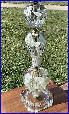 Vtg St Clair Murano Art Glass Table Lamp Hollywood Regency MCM 40s 50s 60 Floral