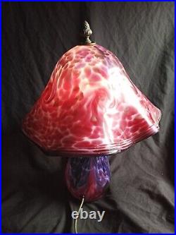 Vtg Studio Art Glass Lamp signed 16 X 12dia Mushroom Swirl Contemporary
