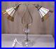 Vtg Table Lamp Gooseneck Stained Glass Art Retro Mid Dual Light Rewired USA #T70