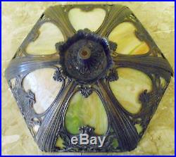 Vtg Tan Green Slag Glass Art Nouveau Deco Lion's Head Lamp 25 Dimmer USA