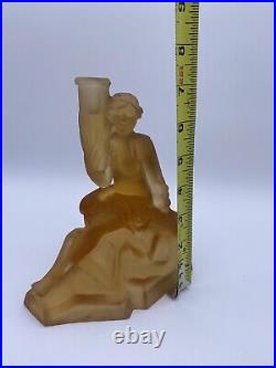 WALTHER & SOHNE Amber Glass ART DECO Table Lamp WOMAN
