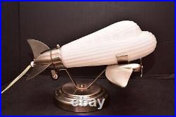 White Glass Air Plane Table Lamp Modern Sarsaparilla Art Deco Style Figural