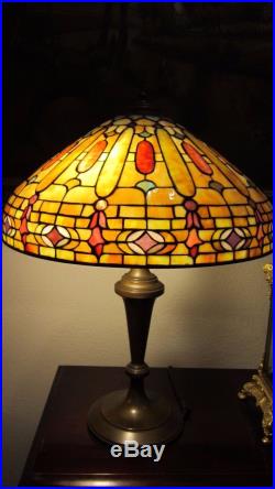 Wilkinson Bronze Multi Color Lead Glass Arts Crafts Table Lamp