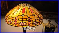 Wilkinson Bronze Multi Color Lead Glass Arts Crafts Table Lamp