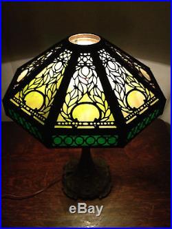 Wilkinson leaded slag glass arts crafts mission handel bradley hubbard era lamp